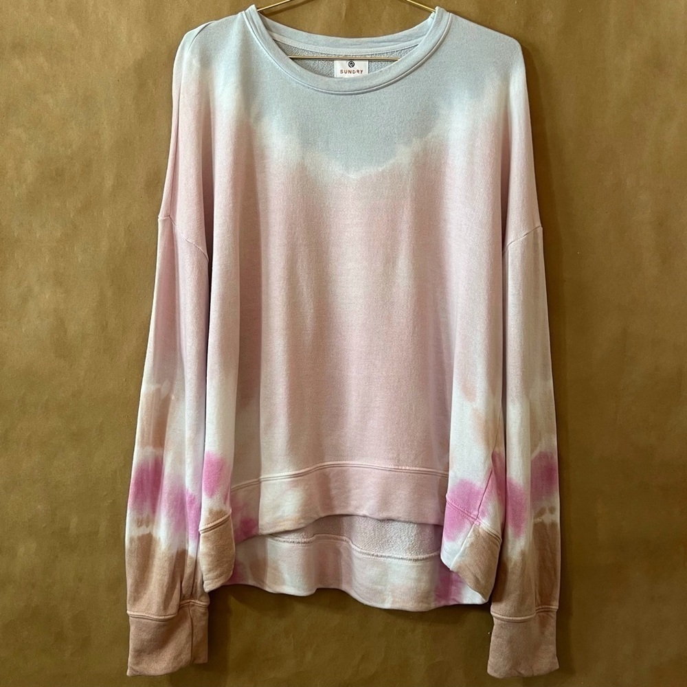 Sundry | NWT Rosa Tie Dye Oversized Crew Neck Pullover Sweatshirt Pastel Size M